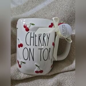 NWT Rae Dunn "Cherry On Top" Mug with Wraparound Red Cherry Details, 24 oz